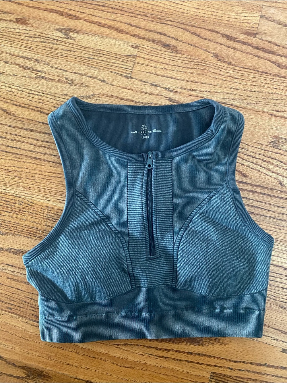 Off line by Aerie Zip-Front High Neck Sports Bra in gray